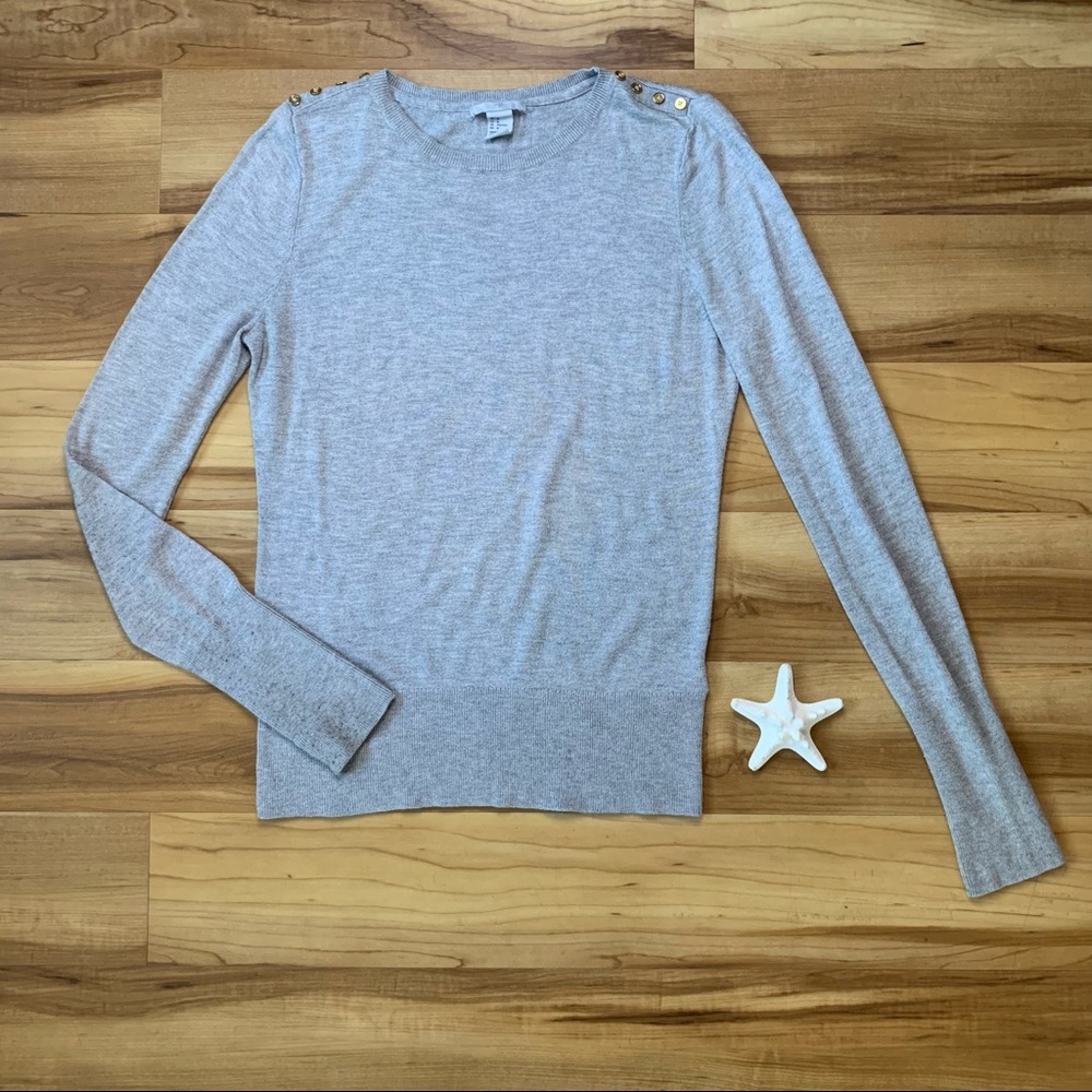 H&M Women’s Shoulder Button Long Sleeve Wool Blend Sweater, Size Medium